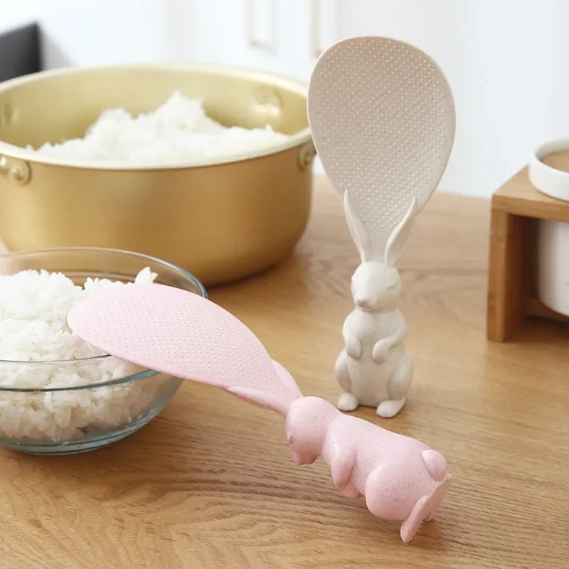 Silicone Cooking Spoon Wheat Straw Rabbit Spoon Can Stand Up Rabbit Rice Shovel Cooker Spoon Creative Non-Stick Rice Cartoon silicone spatula,silicone kitchen utensils,silicone cooking spoon