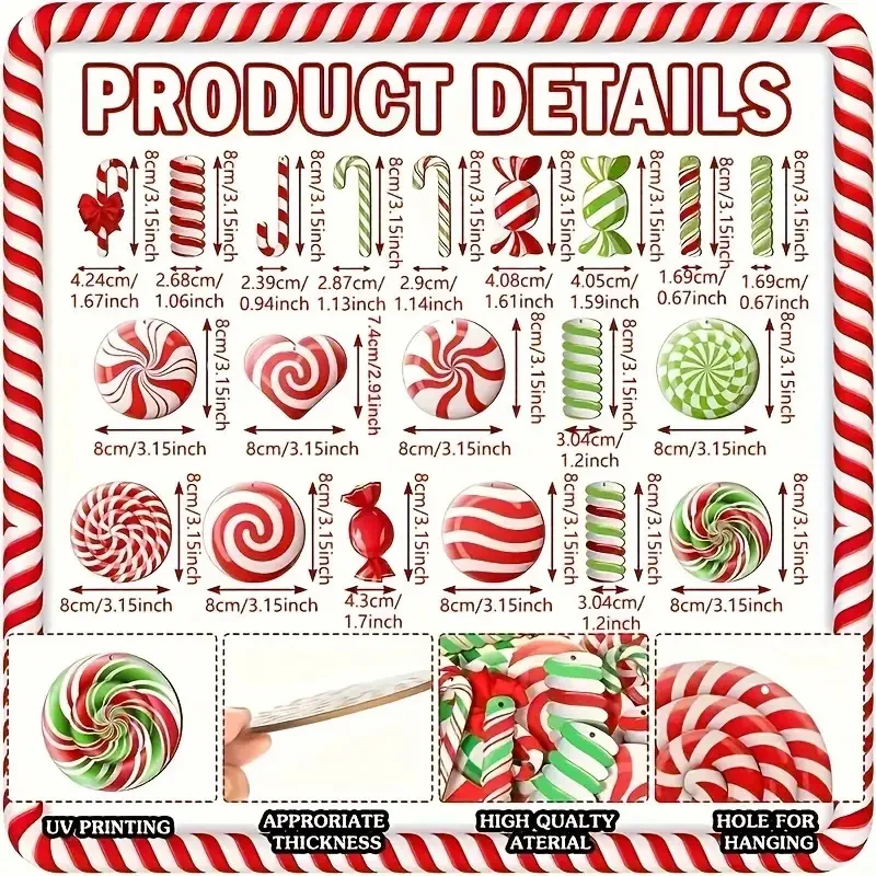 Christmas Tree Candy Pendant Set 20pcs Gift Decoration Pendant Christmas Tree Fireplace Window Party Supplies