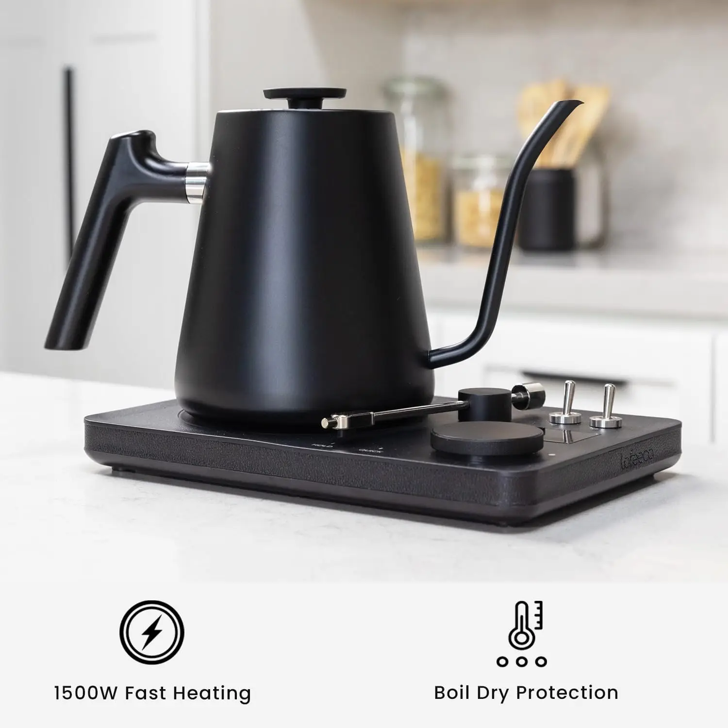 Kettle  Pour Over Coffee & Tea  Turntable Design Water Boiler Quick Heating & Temperature Control Black 6