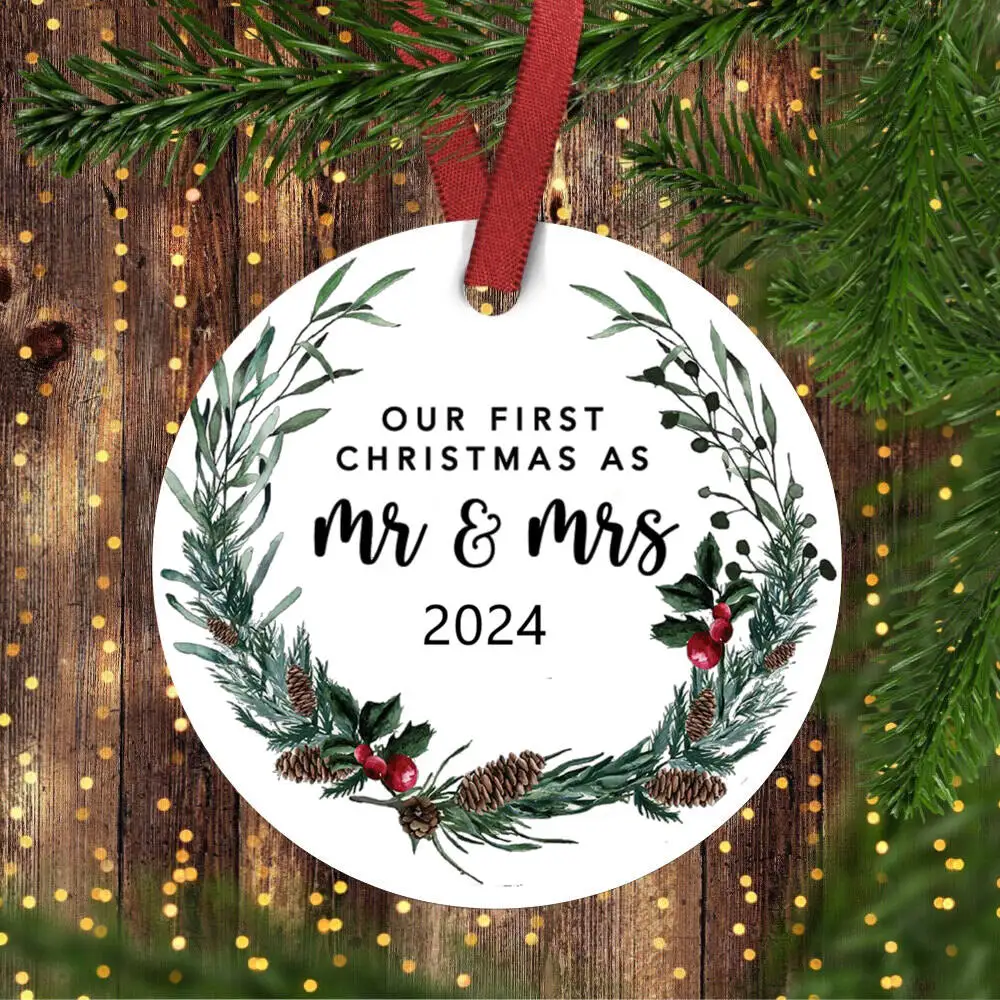 Christmas Decorations Wedding Gifts for Couple Our First Christmas Married Ornament First Christmas As Mr and Mrs Married Ornament
