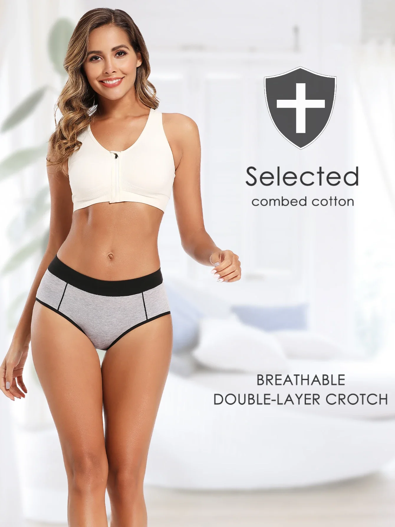 POKARLA Women's Seamless Buttock Lift Underwear High Waisted Cotton Briefs Ladies Comfy Full Back Coverage Underpants Large Size