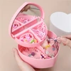 1pcs Heart-Shaped Jewelry Box Pink Girl Diy Gift Storage Box Desktop Double-Deck Mirror Make Up Organizer Box Heart-Shaped Jewel 2