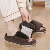 Loose Fit Adjustable Slippers for Men And Women with Magic Tape Closure Linen Material Comfortable Summer Slippers