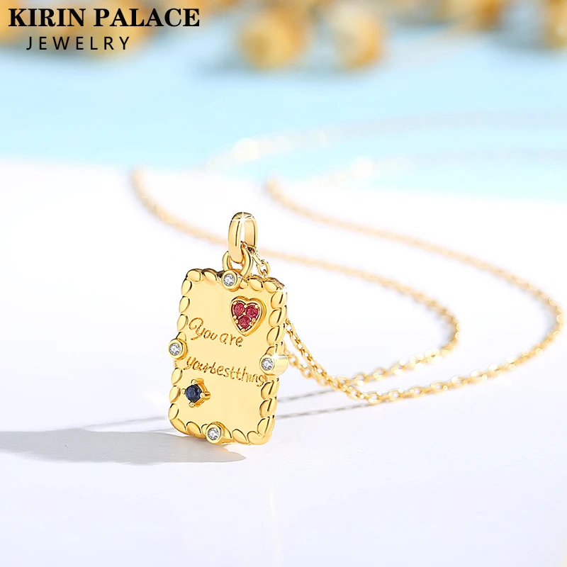 

Реальные ожерелья из 18-каратного золота и красной искусственной кожи для женщин, аксессуар для годовщины, подарок AU750, Закладка, изящные украшения с сертификатом