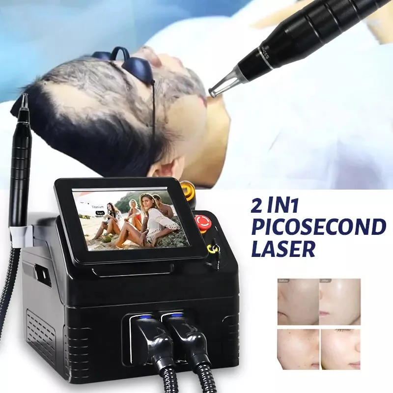 

2023 new 2-in-1 808nm diode Laser hair removal machine Q-switched nd yag tattoo pigment removal machine 755nm pico second laser