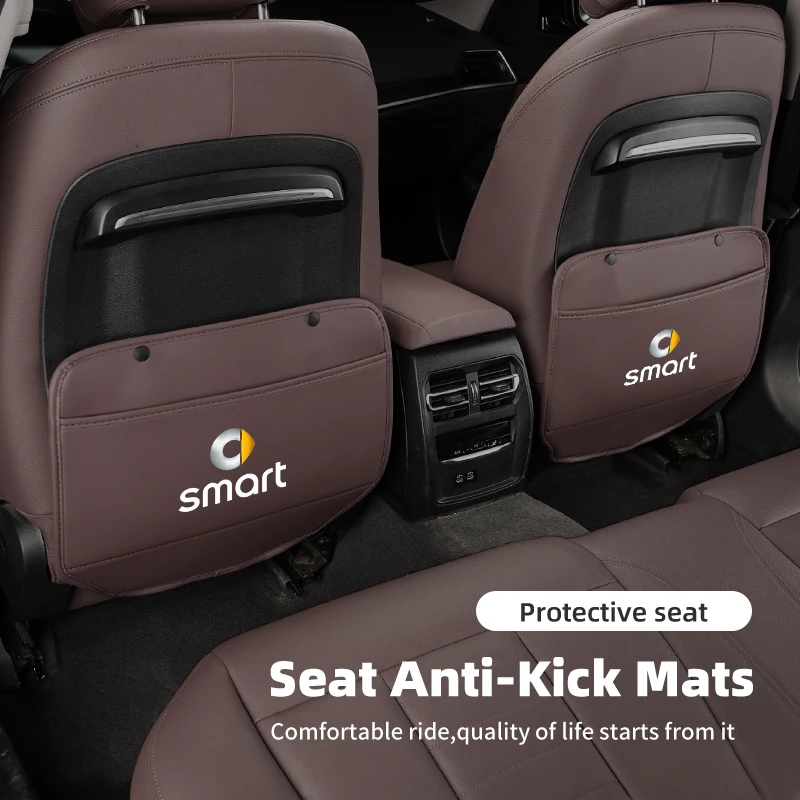 자동차 발차기 방지 매트 가죽 자동차 시트 뒤 보호 커버 정리함 포함 내부 액세서리 스마트 포투 451 450 453 포푸용