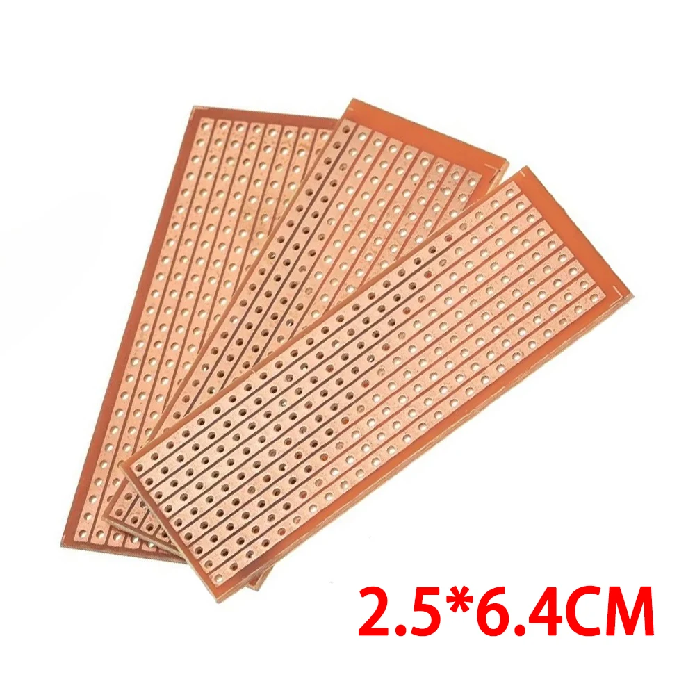 10PCS 단일 측면 PCB 보드 2.5x6.4cm DIY 범용 실험 매트릭스 회로 기판 단일 행 연속 구멍 프로토보드 DIY