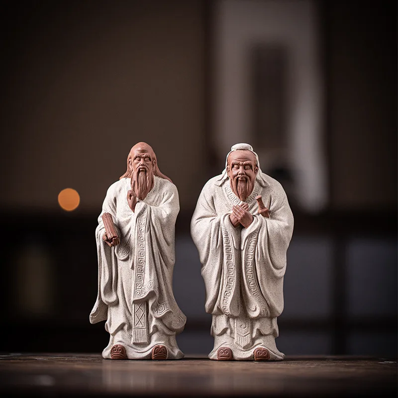 Zen Chinese Ceramic Action Figure, Confucius and Laozi, Home Decoration, Creative Interior Study, Tea Room, Tabletop Decoration