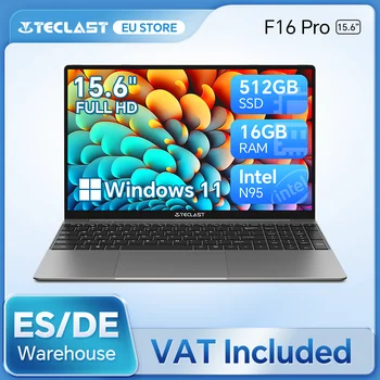 TECLAST F16Pro Laptop 15.6 pollici, 16GB RAM 512GB SSD computer, per CPU Intel N95, schermo IPS FHD 1080P, WiFi 6, BT 5.0, USB3.2, tastiera retroilluminata, 38000mWh