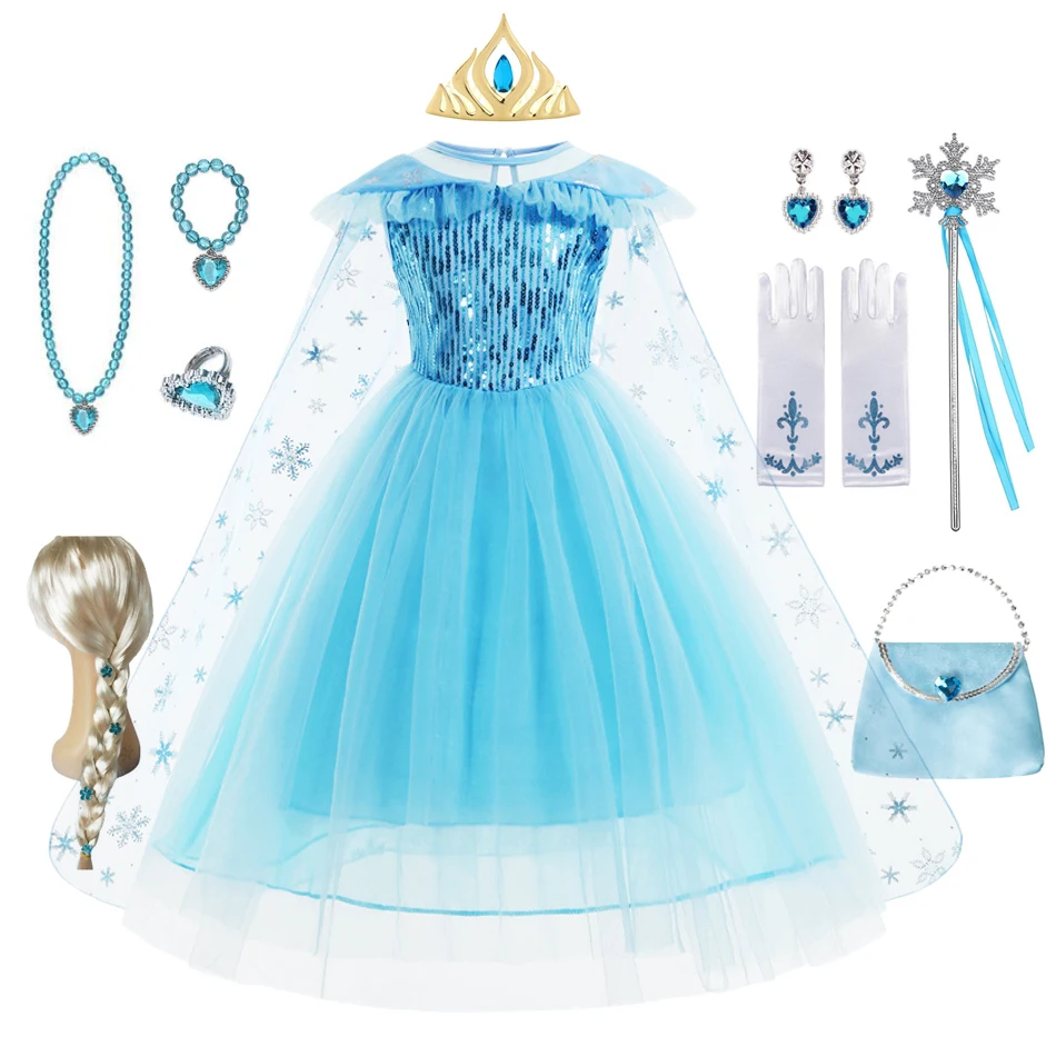Ragazze Elsa Abiti Costume Vestiti Kid Cosplay Princess Dress Snow Queen Vestido Bambini Compleanno Parti Sukienki