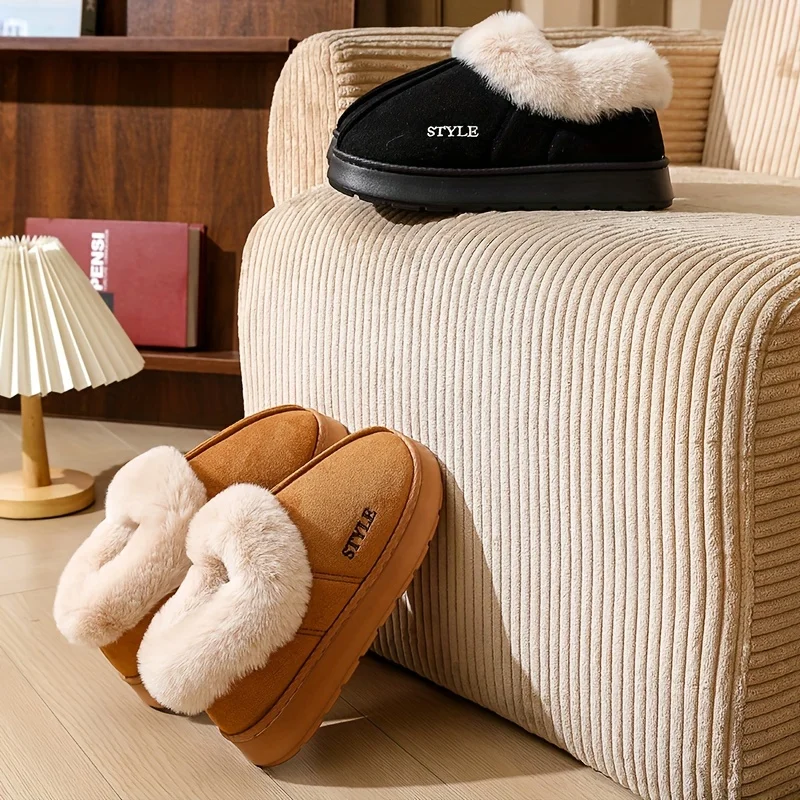 Couple's Luxury Comfortable Warm Fleece Lined Winter Slippers - Elegant, Warm, and Comfortable Thick Sole Indoor 5