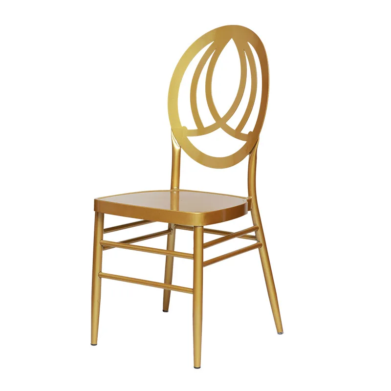 Metal Golden Round Back Chair, Outdoor Wedding Wrought Iron Banquet Chair