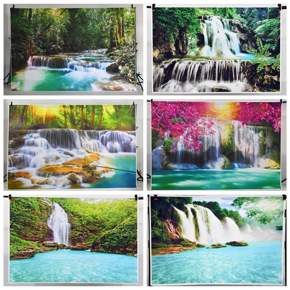 Description Picture 2 of itemMOON.QG Sunset Jungle Forest Spring Backdrop Natural Rainbow Waterfall Mountain Photo Background Green Photography Shooting Prop
