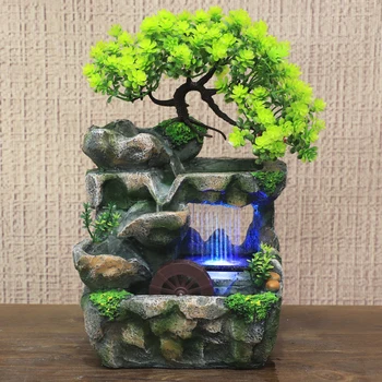 Desktop Small Rockery Simulation Tree Flowing Water Fountain And Rain Scenery for Meditation Yoga Room Creative Decorative 1
