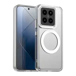 Luxury Matte Transparent Magnetic Phone Case - Shockproof and Wireless Charging Compatible for Xiaomi 14Pro (Matte Clear)