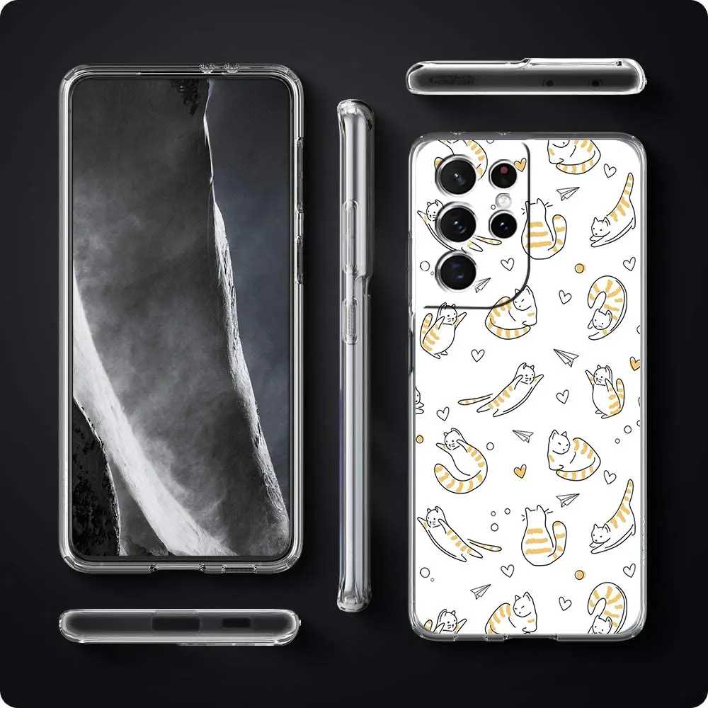 Adorable Cartoon Kitten Clear Silicone Phone Case