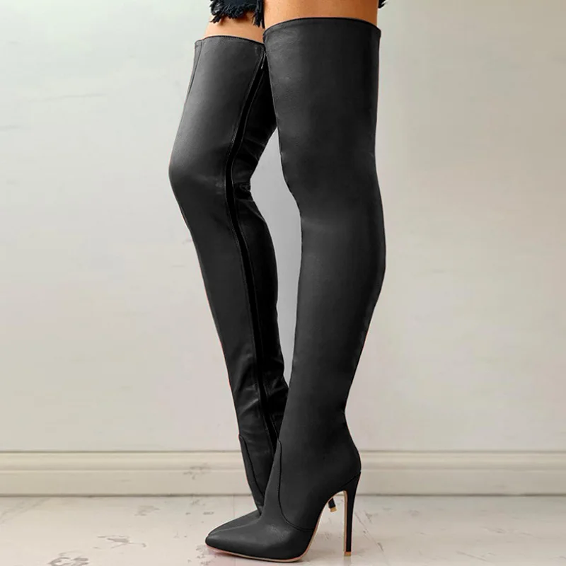Zipper high heels over the knee boots