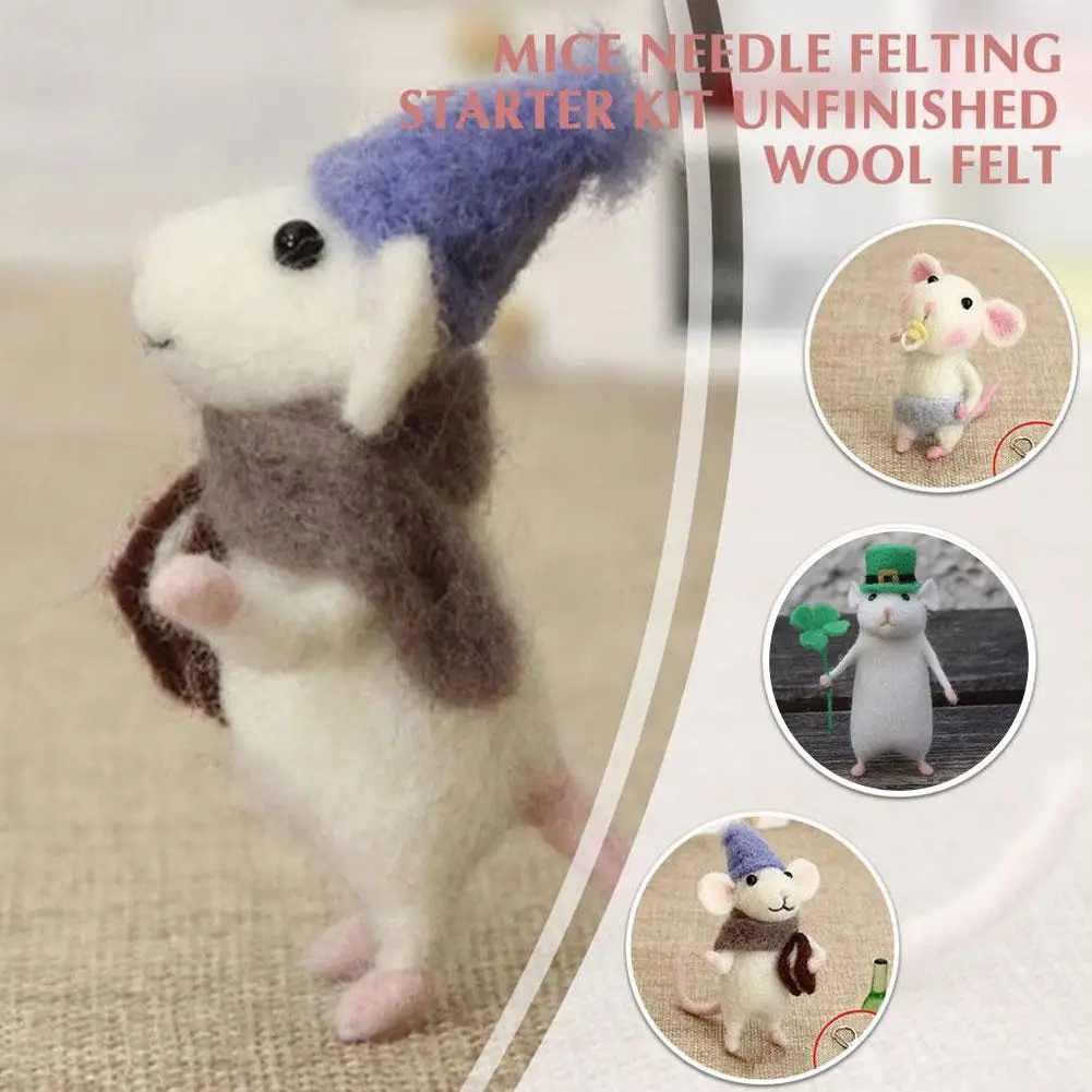 Cute Wool Felting Package Material Animal Handmade Toy Non-Finished DIY Arts Crafts Needlework Yarn Needle Felting Starter Kit