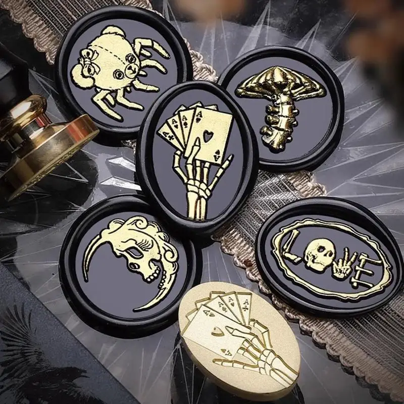 Description Picture 2 of itemHalloween Series Seal Wax Stamp Head Solid Brass Rose Skull Spider DIY Scrapbooking Envelope Invitation Card Decoration Crafts