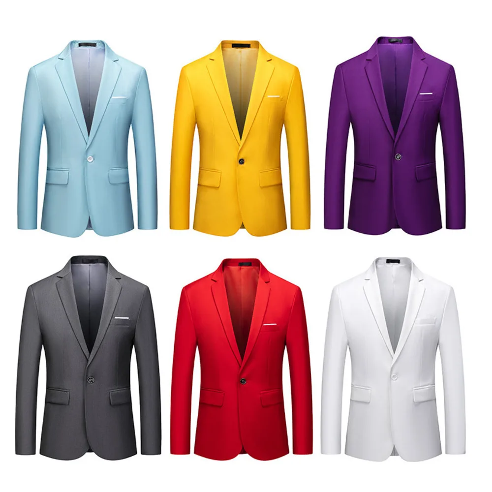 Costum bărbătesc roz, sacou dintr-o singură piesă pentru afaceri și timp liber, versiune coreeană costum slim fit mic_voghion.com