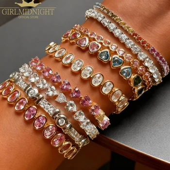 2025 New Arrived Tennis Round Cubic Zirconia Bracelet For Women Girl Luxury Jewelry Gold Color Rainbow Cz Gorgeous Trendy Bangle 1