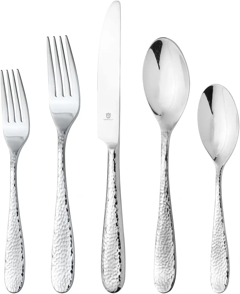 Modern Fidenza Hammered Silverware Set-18/10 Stainless Steel Flatware Set for Elegant Dining-Dishwasher Safe Cutlery