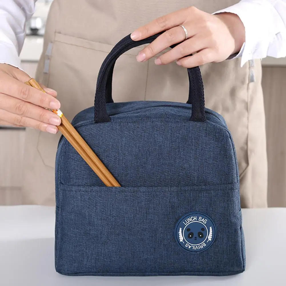 Lunchtasche mit dicker Aluminiumfolie, große, einfache, tragbare Bento-Tasche, Frischhalte- und Isoliertasche für Studenten, Camping, Büro – Detail 5