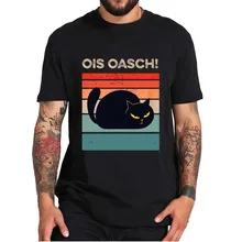 

Ois Oasch Animal Design Vintage T-Shirt Funny Cat Design With An Annoyed Black Cat Essential Tee Tops 100% Cotton Unisex