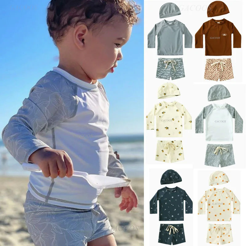 UV Baby Boy Swimsuit One Piece Swimming Jumpsuit Ruffles Bathing Suit SPF 50+ Long Sleeve Kids Swimwear for Girls 1-7 Years
