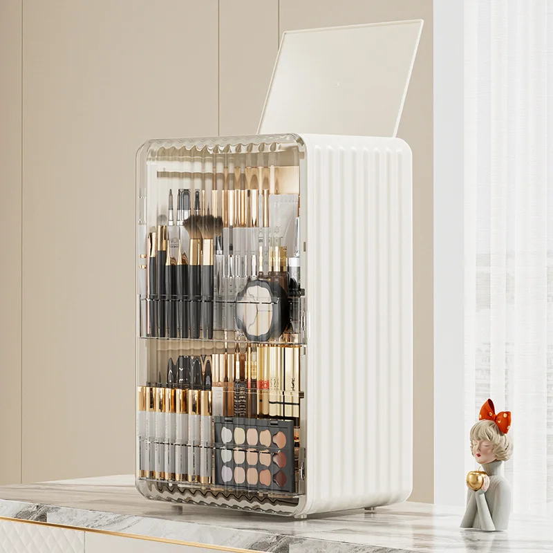 Large Capacity Dustproof Cosmetics Storage Box Magnetic Door Bedroom Table Makeup Storage Case Luxury Skincare Organizer 6