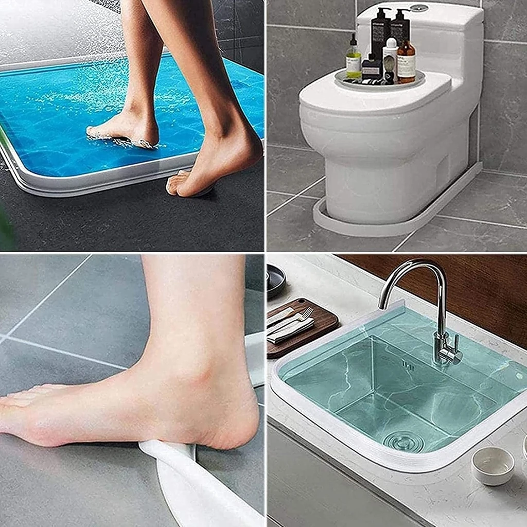 shower water stopper Bendable Bathroom Shower floor Wet Dry Separation Kitchen Sink Splashproof Blocker Water Dam Accessories
