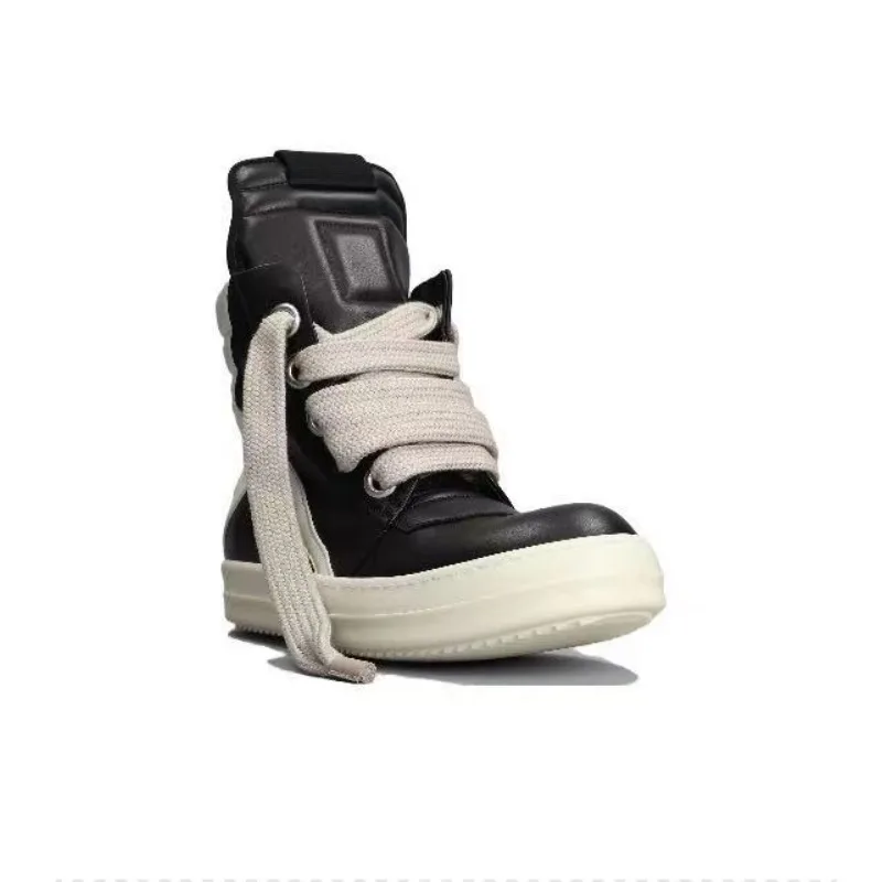 Ricks Classic Design Retro Style Owens Men Shoe High Top Quality Ankle Boot Women Black Leather Thick Shoelaces Owens Women Boot
