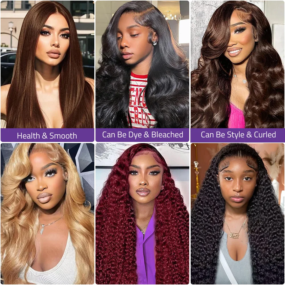 30 40 Inches Chocolate Brown Lace Front Human Hair Wig Pre Plucked Dark Brown Bone Straight 13x4 13x6 HD Lace Frontal Wigs 3