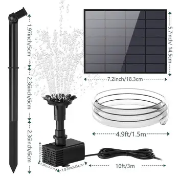 3.5W Solar Fountain Pump DIY Solar Panel Fountain with 4.9FT Water Pipe Pump for Bird Bath Garden Decoration Pets Drinking Pon - Image 2
