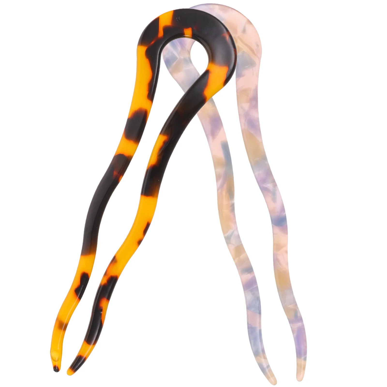 

2 Pcs Twist Hairpin Hair Hair Barrettess for Thick Wave Decorative Sticks Buns Acetate Sheet