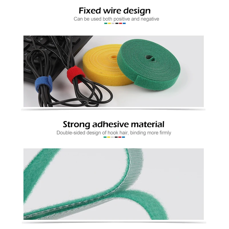 5M/Roll 10/12/14.5/20/25mm Width Cable Organizer USB Cable Winder Management nylon Free Cut Ties Mouse earphone Cord cable ties