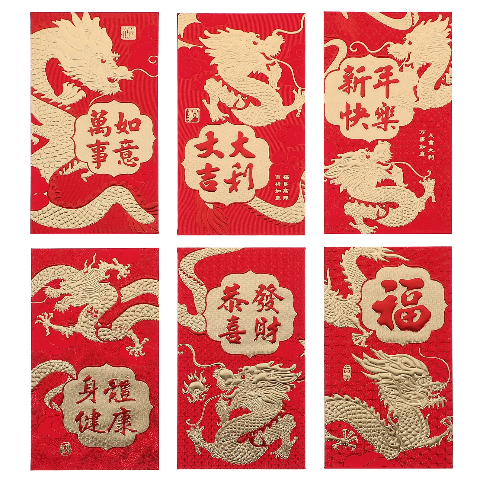 30 Pcs 2024 Year of The Dragon Red Packet New Chinese Style Envelope Envelopes Pattern Paper Packets Wedding Spring Festival