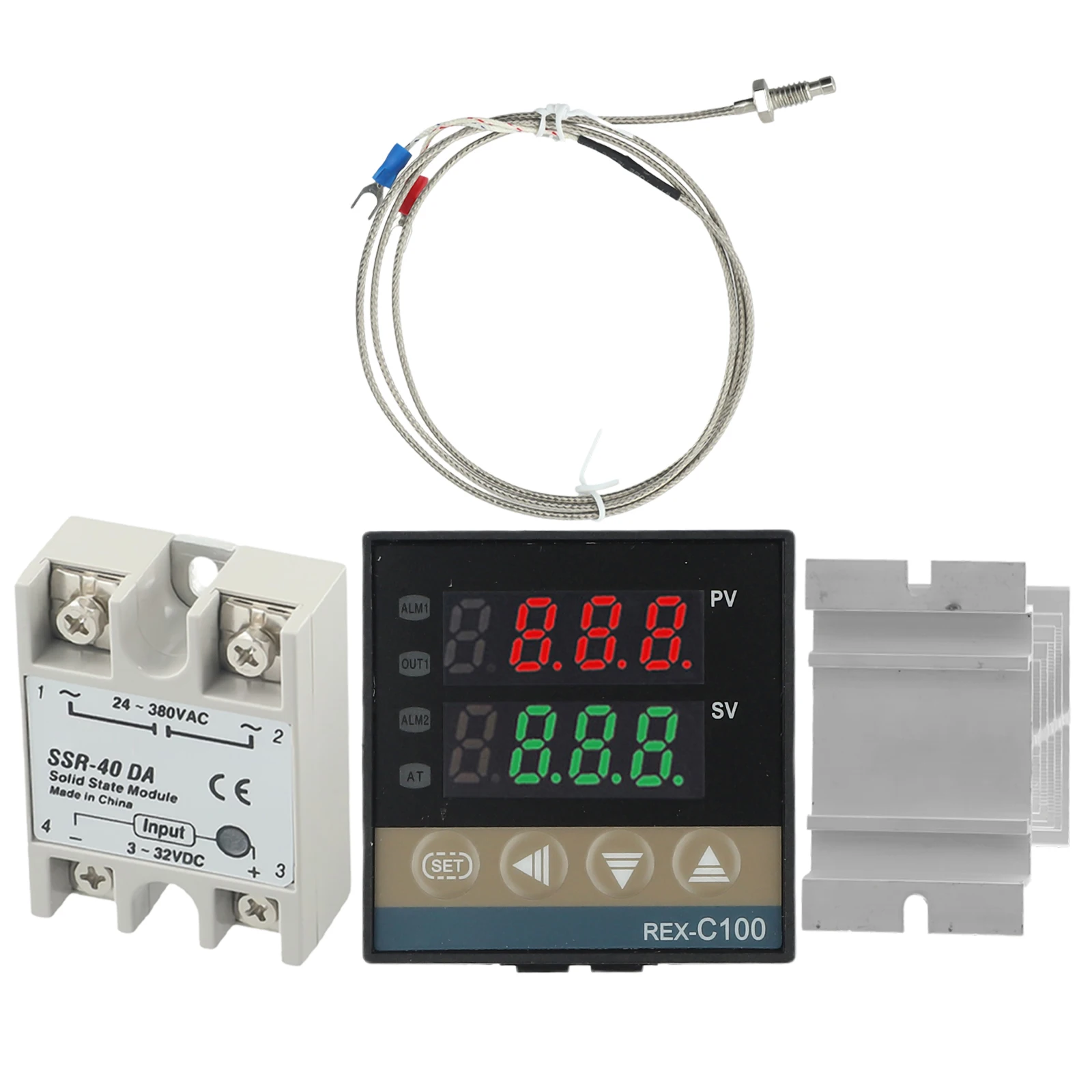 

Регулятор температуры K, термопара типа K, REX-C100 SSR 40DA K, регулятор температуры 1300 ℃, термопара прочная