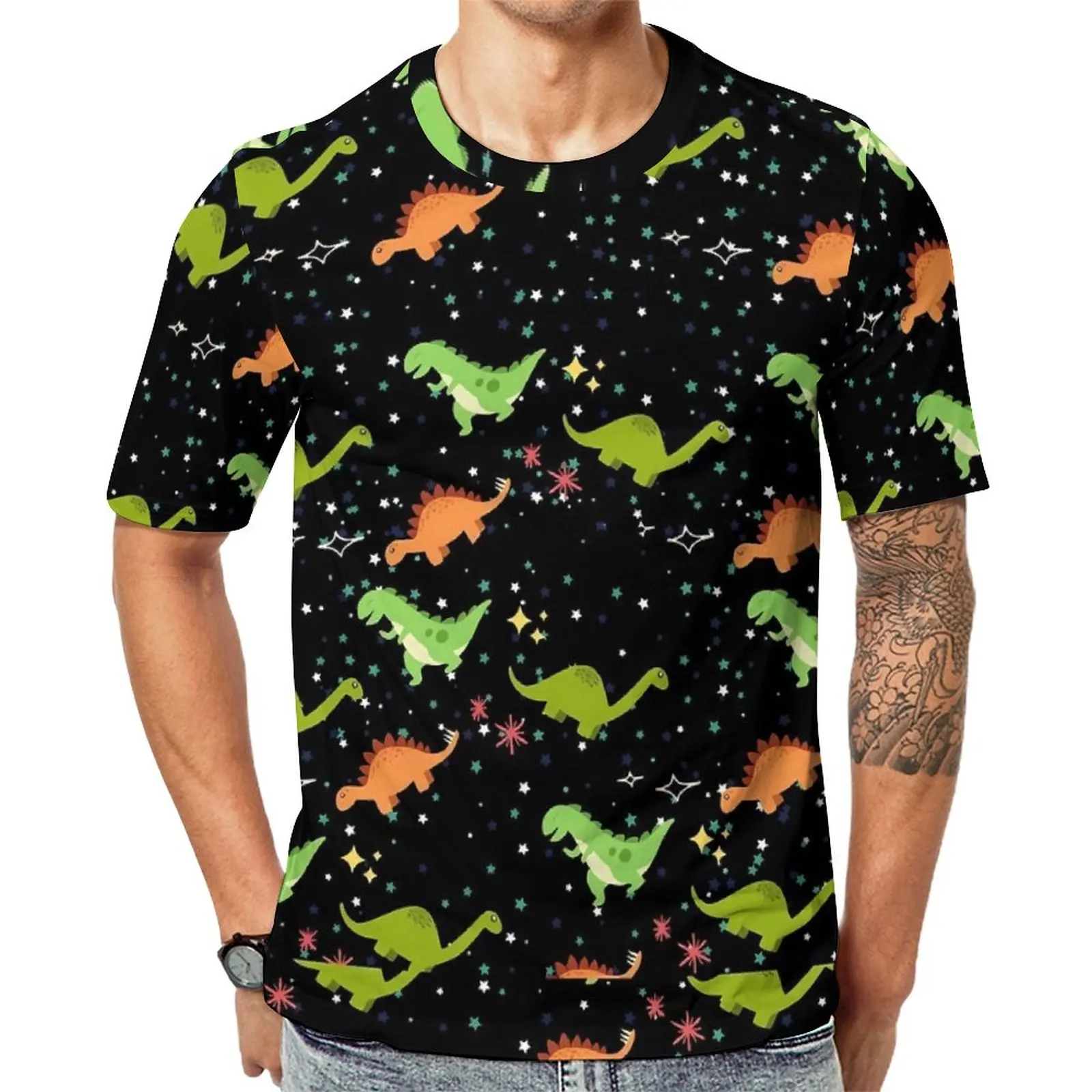 

Hip Hop Cartoon Dinosaur 3d Printed Summer Men'S T-Shirt Fun Animal Creative Novelty Short Sleeve Custom Large Size Top