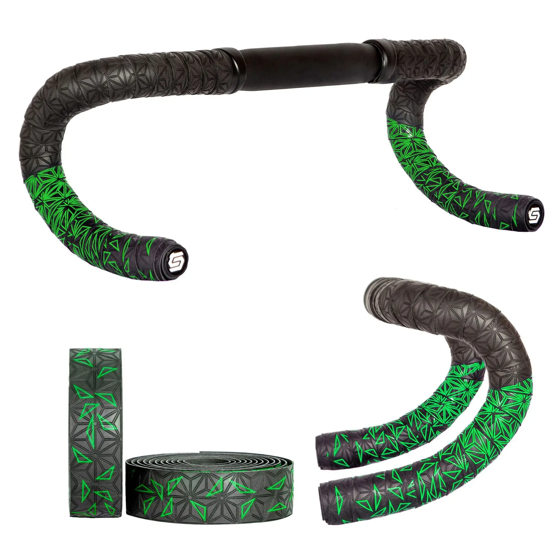 Description Picture 6 of itemRoad Bike Handlebar Tape Soft Anti-Slip PU Shock Bike Handle Bartapes With Bar End Plugs Bicycle Grips Cover Cycling Accessory