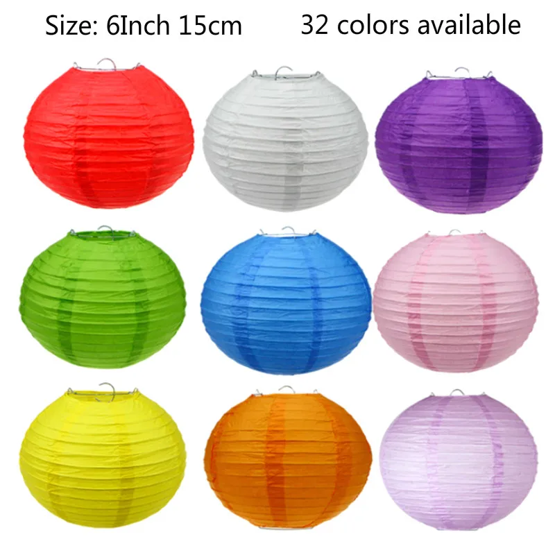 Paper Lantern 6 Inch 15cm Chinese New Year Decoration Round for Wedding Party Christmas Holiday Supplies