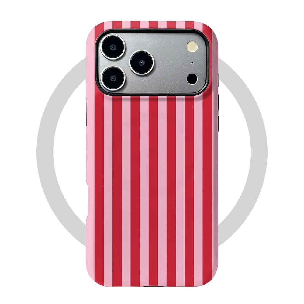 Magnetic INS Fashion Stripe 2-in-1 Film Cover Phone Case