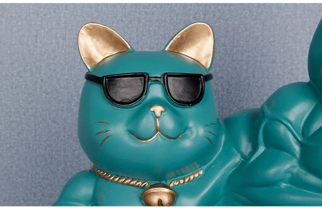 Lucky Cat Has Strong Muscular Arms And Wears Sunglasses Maneki Neko