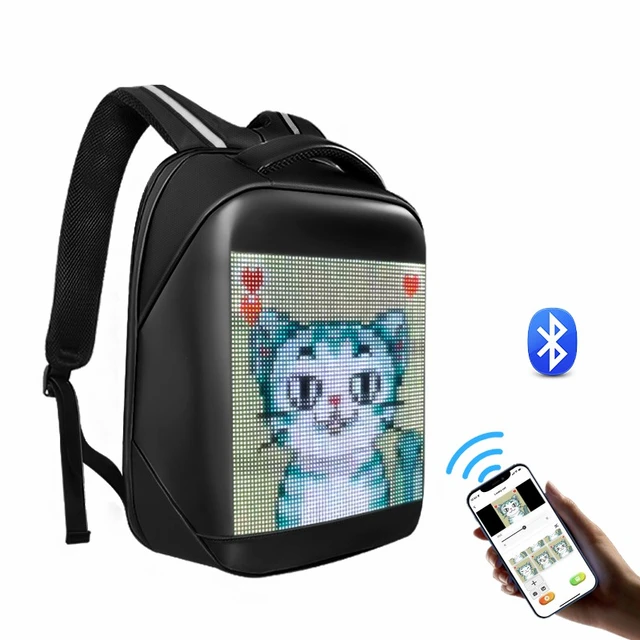 Unisex Creative Design LED Display Screen Backpack APP Control Blue