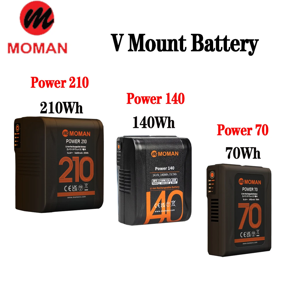 Moman Power 70/140/210 V Mount Battery D-Tap&USB-C Outputs High-Capacity Battery For LED Lights Cameras Smartphones Laptops