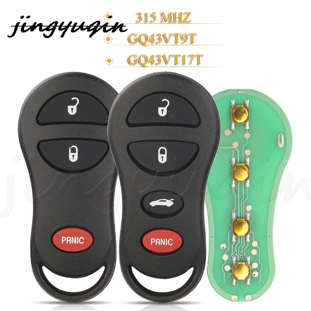 

jingyuqin 10pcs 3 Buttons 315Mhz Remote key For Dodge Jeep Fit Chrysler Concorde 300M 2001-2004 GQ43VT17T GQ43VT9T Keyless key