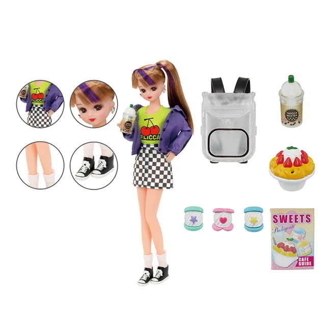 Takara Tomy Licca Doll Licca-Chan Latte Retro Aoharu Blazer Peeps Sweets Neon Butterfly Cosmetics Lover Doll Toy Girls Gifts 4
