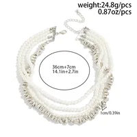 Collier élégant avec pendentif en chaîne à pampilles multicouches pour femmes, Vintage, créatif, Imitation de perles, ras du cou, bijoux de mariage 5