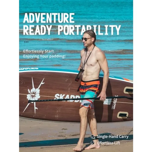 Inflatable Stand Up Paddle Board for lakes and rivers PVC material blue-gray ultra-stable extra-wide design for adults and kids