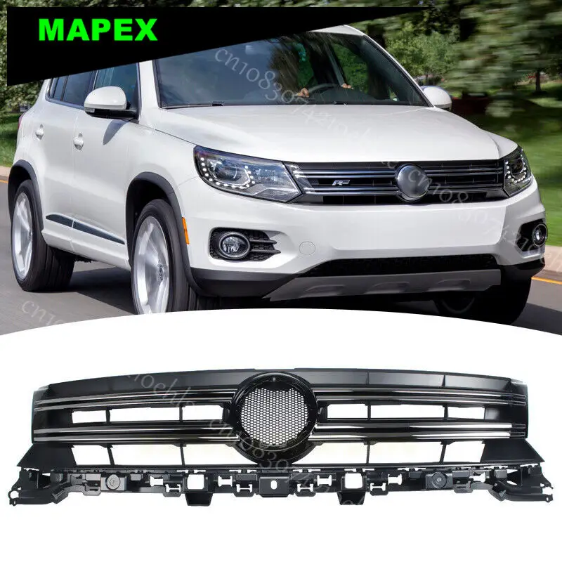 Fit 2012-2017 Volkswagen VW Tiguan Front Bumper Upper Grille Grill Chrome Trim 1